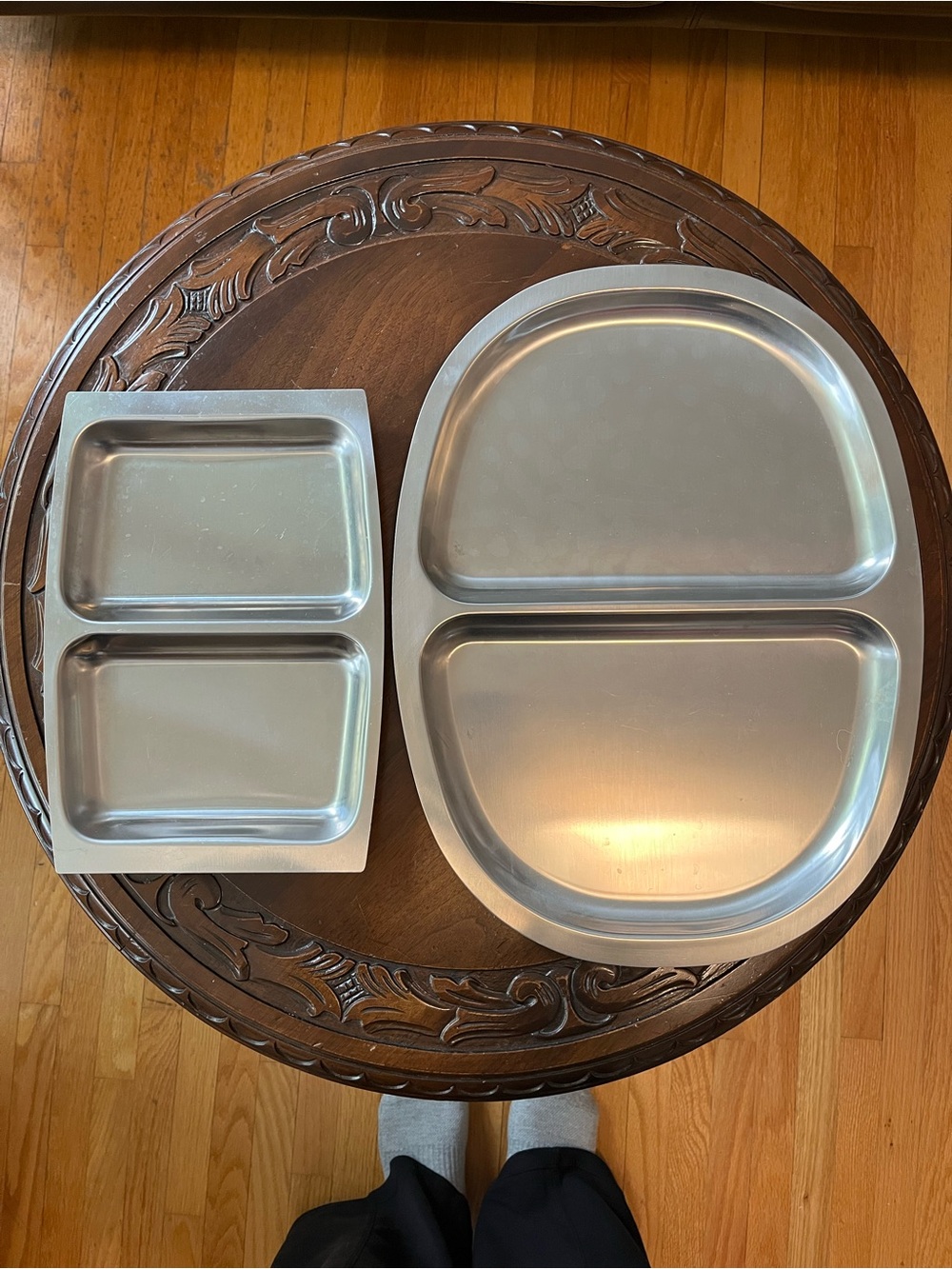 Stainless Steel Divided Serving Trays - 2 Piece Set